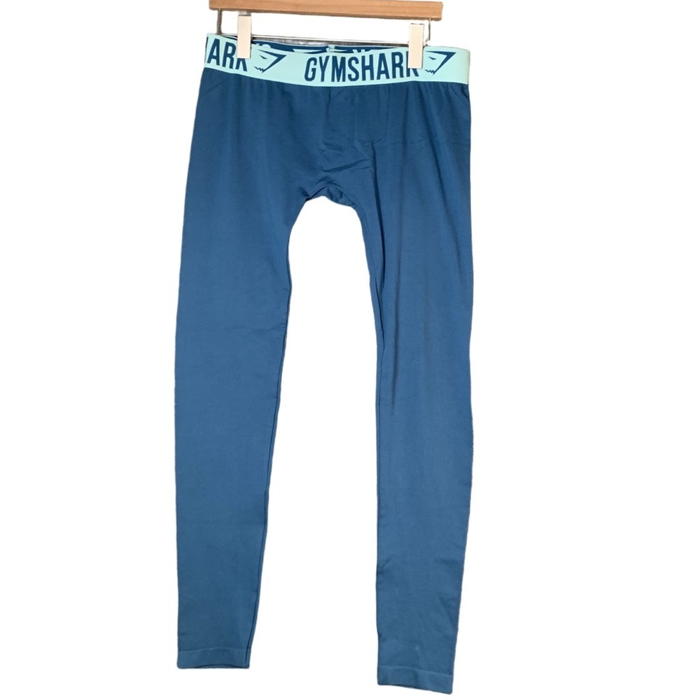 NEW! GYMSHARK Flex Lowrise Fitted Leggings Pants Baselayer Banded Blue Size L